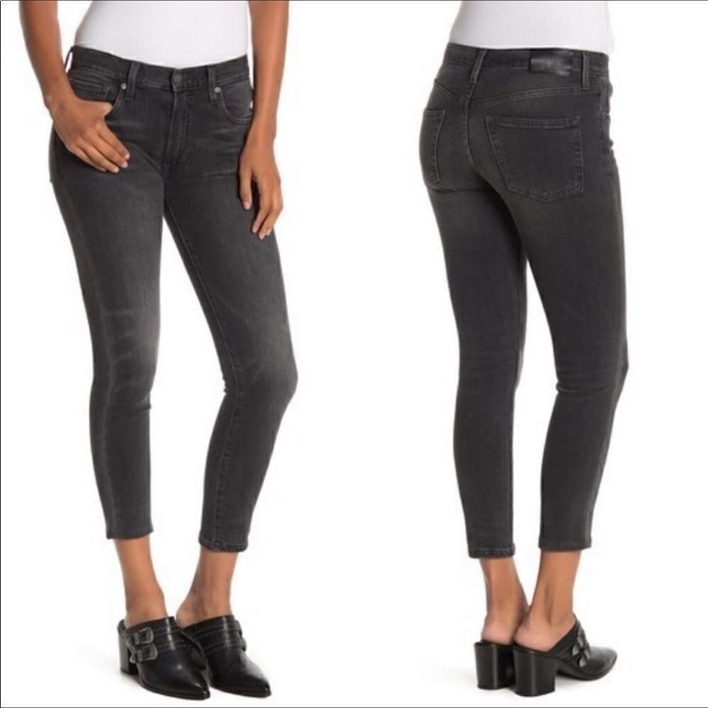 Frye Sienna Skinny Jean NWT Black Distressed Cropped Denim, Size 25